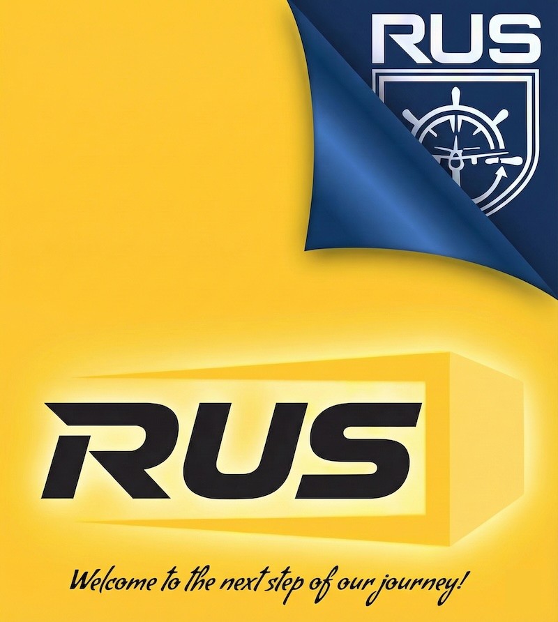 RUS Logistics yellow and blue brand campaign artwork